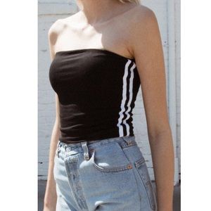 Brandy Melville black tube top w/ white stripes